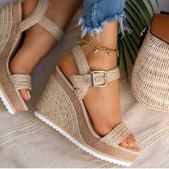 Soda Shoes - Last 1! Soda Sutter Natural Jute Espadrille Wedge Sandal